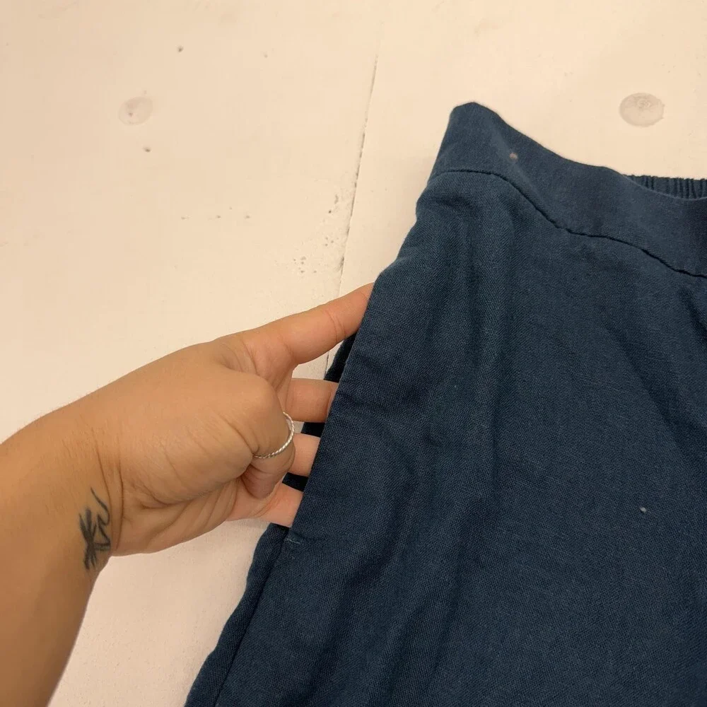 Banana Republic Pants Womens XXS Petite Blue Wide Leg Cropped Elastic Waist